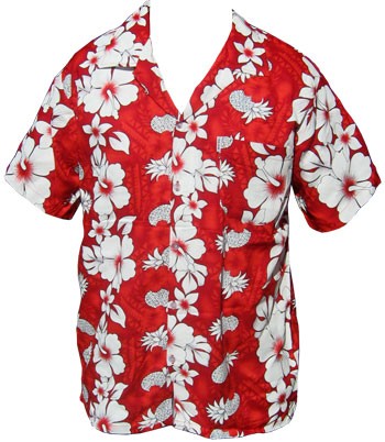 Hawaii Hemd - Flowers & Pineapple - Rot
