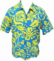 KALAKAUA - ORIGINAL HAWAIIHEMD - ALOHI - BLUE YELLOW