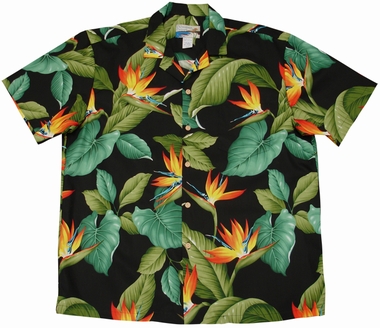 Original Hawaiihemd - Airbrush Bird of Paradise - Schwarz - Waimea Casual