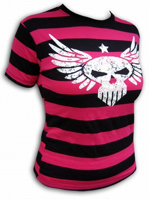 Pink Pirate Girlie-Shirt - Winged Skull