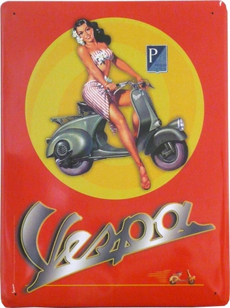 Vespa Blechschild Pin Up