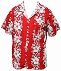 23 x HAWAII HEMD - FLOWERS & ANCHOR - ROT