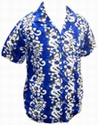 19 x HAWAII HEMD - FLOWERS & GUITARS - DUNKELBLAU
