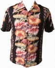 16 x KALAKAUA - ORIGINAL HAWAIIHEMD - ANTHURIUM - BLACK