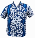 Hawaii Hemd Classic Flower - Hellblau