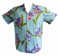 Original Hawaiihemd - Double Orchid - Aqua - Paradise Found