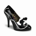 1 x TEMPT-02 - BLACK PATENT PUMP WITH WHITE DETAIL