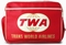  x LOGOSHIRT - TRANS WORLD AIRLINE TWA TASCHE - ROT - FAKE LEATHER