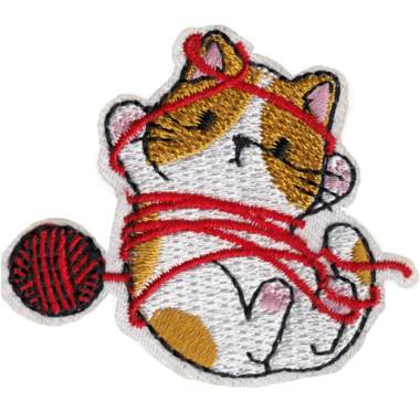  Cat - Cute All Tied Up in Yarn Patch