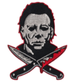  MAN - SCARY WITH BLOODY KNIVES, LIKES HALLOWEEN PATCH