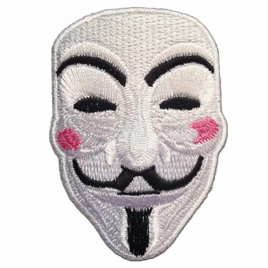 V For Vendetta Anonymous Iron-On Patch White