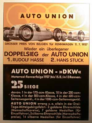 AUDI Auto Union GP von Belgien 1937. Poster