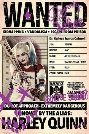 Suicide Squad Poster Wanted Harley Quinn