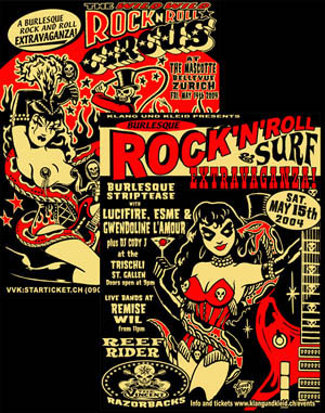2 Plakate: RocknRoll Circus + Burlesque Extravaganza