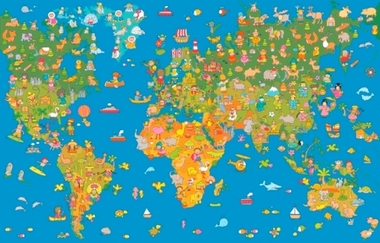 Fototapete Weltkarte fr das Kinderzimmer - Klicken fr grssere Ansicht