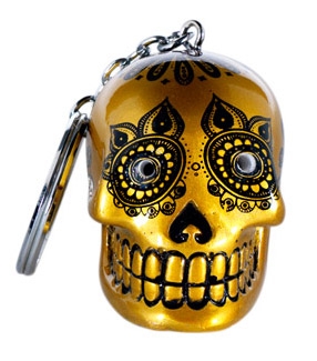 Candy Skulls LED keychain gold
