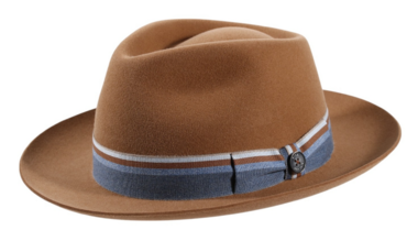 Fedora Bogart velours cotton stripes camel