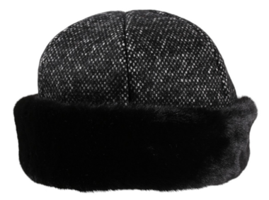 Toque mit Pelz schwarz/weiss