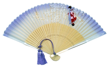 F�cher Japan Geisha im Garten violett