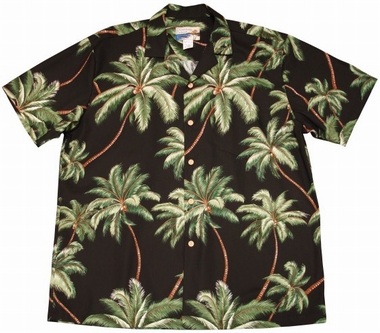 Original Hawaiihemd - Wailea Palms Schwarz - Waimea Casual