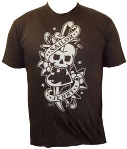 Sailor Jerry Men's T-Shirt - Skull Banner Brown