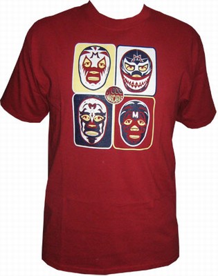 Lucha Libre Shirt - Mil Mascaras - 4 Mascaras - Red