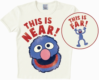 Logoshirt - Sesamstrasse - Grover Near/Far - Shirt Creme 