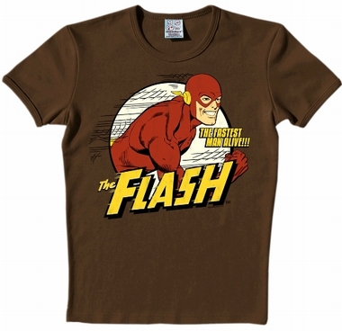 Logoshirt - Der rote Blitz Shirt - The Flash - DC Comics - Braun