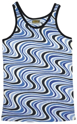 Wavy Retro Tank Shirt - Blue - Men