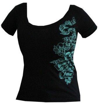 Girl Shirt - Edelweiss & Enzian Schwarz T�rkis