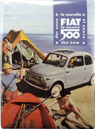 Fiat 500 Blechschild - Camping