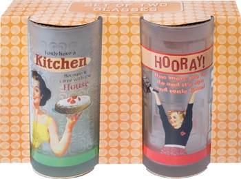 Gl�ser 2er Pack - Retro Housewifes