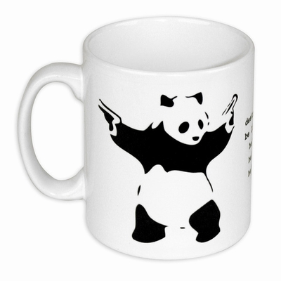 Destroy Racism Tasse Banksy Panda Kaffeetasse