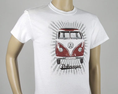 VW T1 BUS T-SHIRT - STRAHLEN/ROT/WEISS