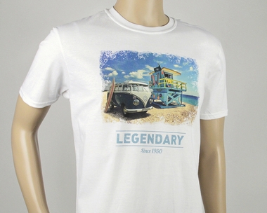 VW T1 BUS T-SHIRT - STRAND/WEISS
