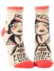 Fight Like A Girl - Kurze Damensocken Blue Q