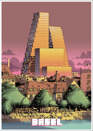 Basel Roche Towers Poster Art