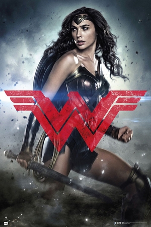 Batman vs Superman Poster Wonder Woman rotes Logo