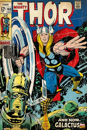 Thor Poster Retro Marvel Comics Cover Galactus