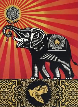 Shepard Fairey Kunstdruck Peace Elephant