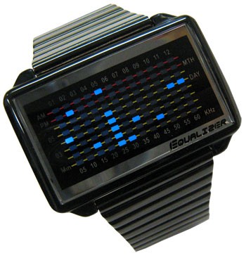 Tokyoflash Uhr - Equalizer High Frequency  Black & Blue Lights