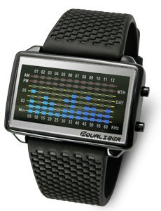 Tokyoflash Uhr - Equalizer High Frequency PU Black & Blue Lights