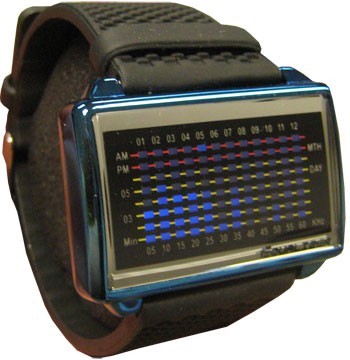 Tokyoflash Uhr - Equalizer High Frequency PU Blue & Blue Lights