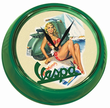 Vespa Wanduhr rund - gr�n