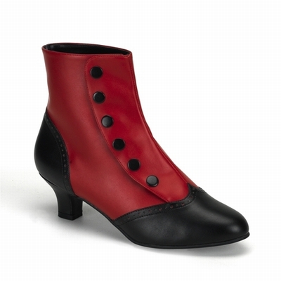 FLORA-1023 - Black and Red Spat Ankle Boot