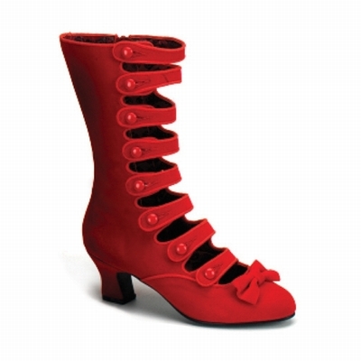WHIMSEY-115 - Red Velvet Calf Boot with Straps
