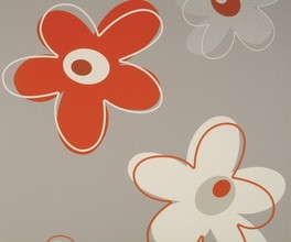 Blumen rot - Retro-Tapete