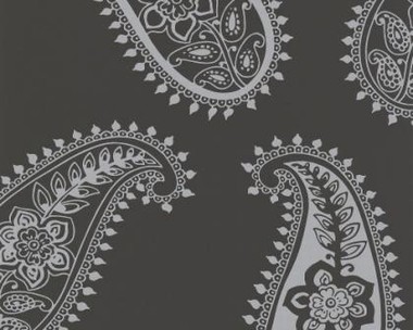 Tapete - Flock II -  Schwarz - Paisley