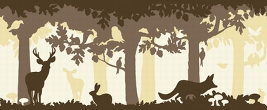 Tapete - Key to Fairyland - Bord�re Magic Forest Braun