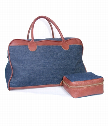 Denim Football and Toiletry Bag